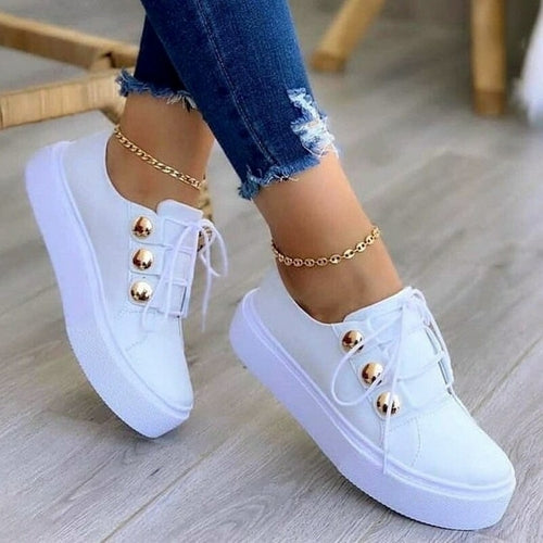 Casual Side Button Womens Shoes