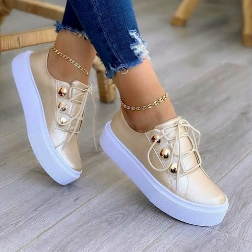 Casual Side Button Womens Shoes