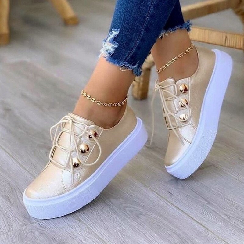 Casual Side Button Womens Shoes