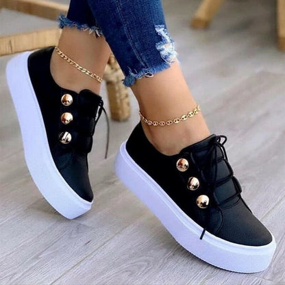 Casual Side Button Womens Shoes