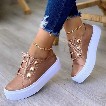 Casual Side Button Womens Shoes